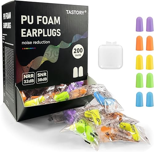 Tapones para los oídos de espuma, 100 pares de tapones desechables de 38 dB para los oídos con reducción de ruido a granel, protección auditiva,