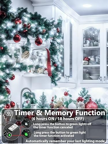 Vista 117 de Guirnalda de luces de Halloween extensible de 200 LED de color azul, extralarga de 82 pies, para interiores y exteriores, 8 modos de iluminación