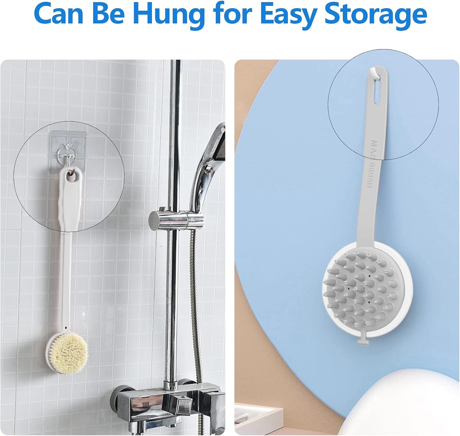 Back Scrubber, Shower Bath Brush Set Pack in 2, Body Exfoliating Long