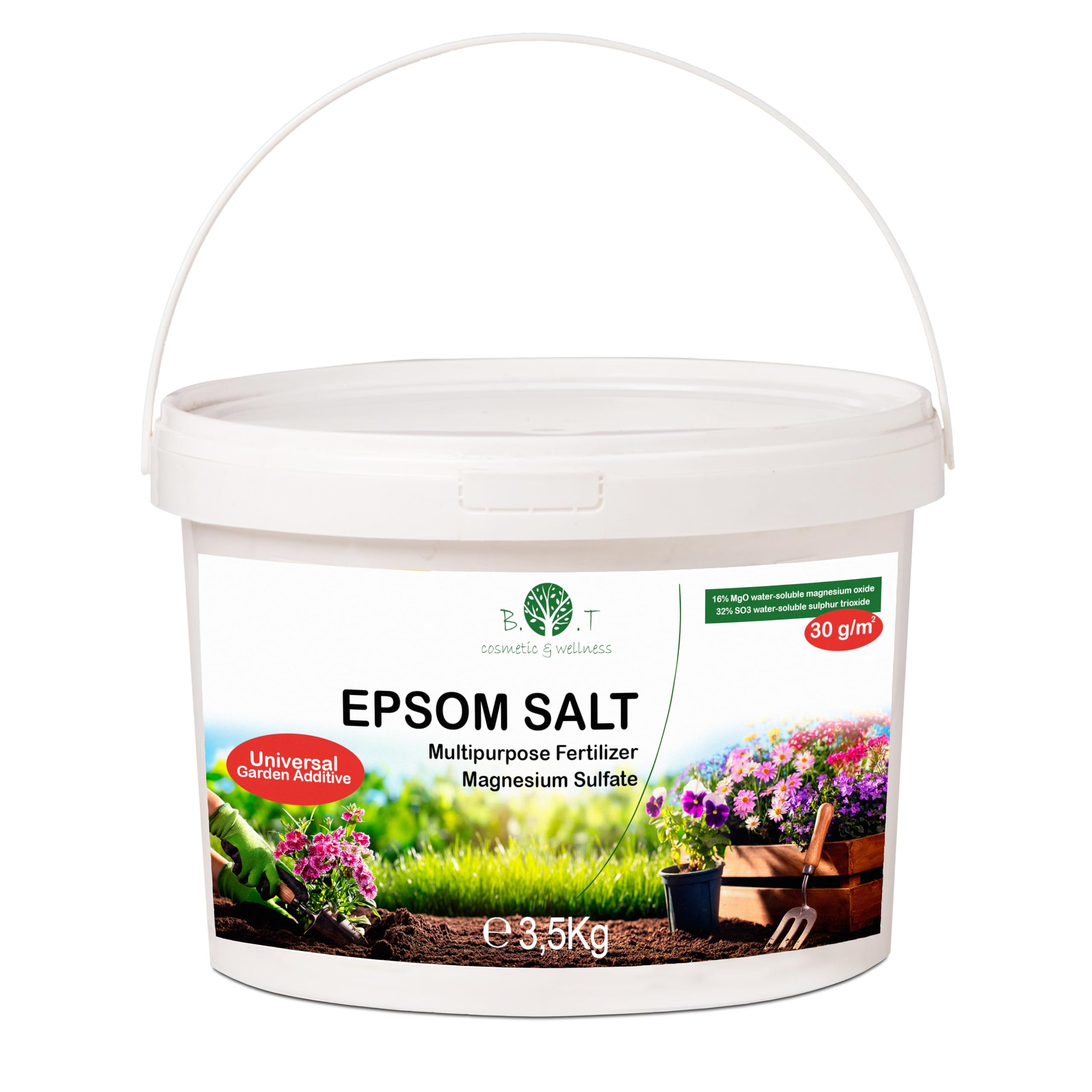 Sels d'Epsom (Sulfate de Magnésium) Hautement Solubles dans l'eau. Universel. 100% Naturel. Riche en Magnésium, Phosphore, Calcium et Fer. Intérieur et Extérieur - 1000 g