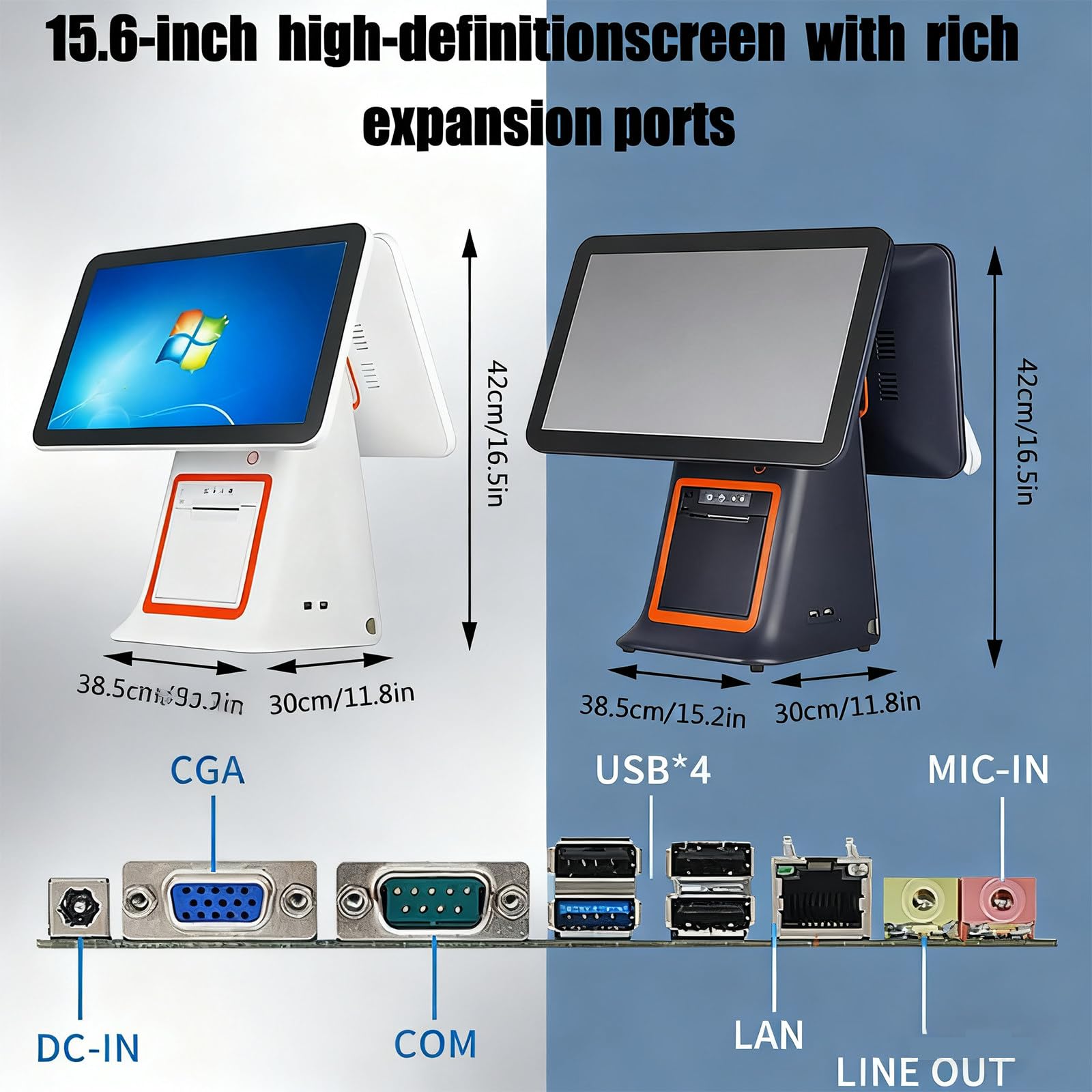 Sis Tema TPV para pequeñas Empresas: Caja registradora Todo en uno con Pantalla táctil Dual, Lector de código de Barras, Impresora y cajón portamonedas. Caja registradora TPV Black