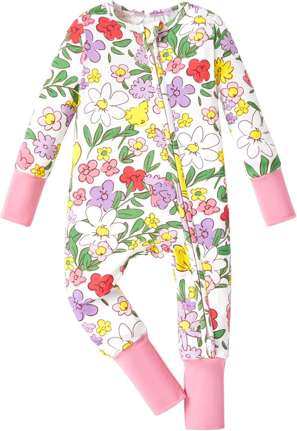 PATPAT Baby Pajama with Bamboo Viscose, Footie Jumpsuit Romper with 2-Way Zipper for Baby Boy Girl Toddler Sleeper Sleepwear