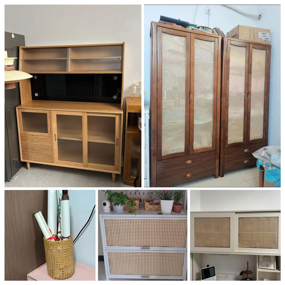 Rattan Rotolo Fettuccia Rattan Intrecciato 40/50/70*100cm Rattan Tessuto A Maglia Aperta In PE Intreccio Viennese Foglio Rattan Per Riparazione Di Sedie Decorazione Mobili Artigianato Fai Da Te(BROWN,