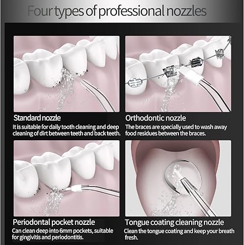 Miniatura 5 de Irrigador dental de agua inalámbrico para dientes - GARAS 4 modos de irrigador oral dental, portátil y recargable IPX7 impermeable potente duración