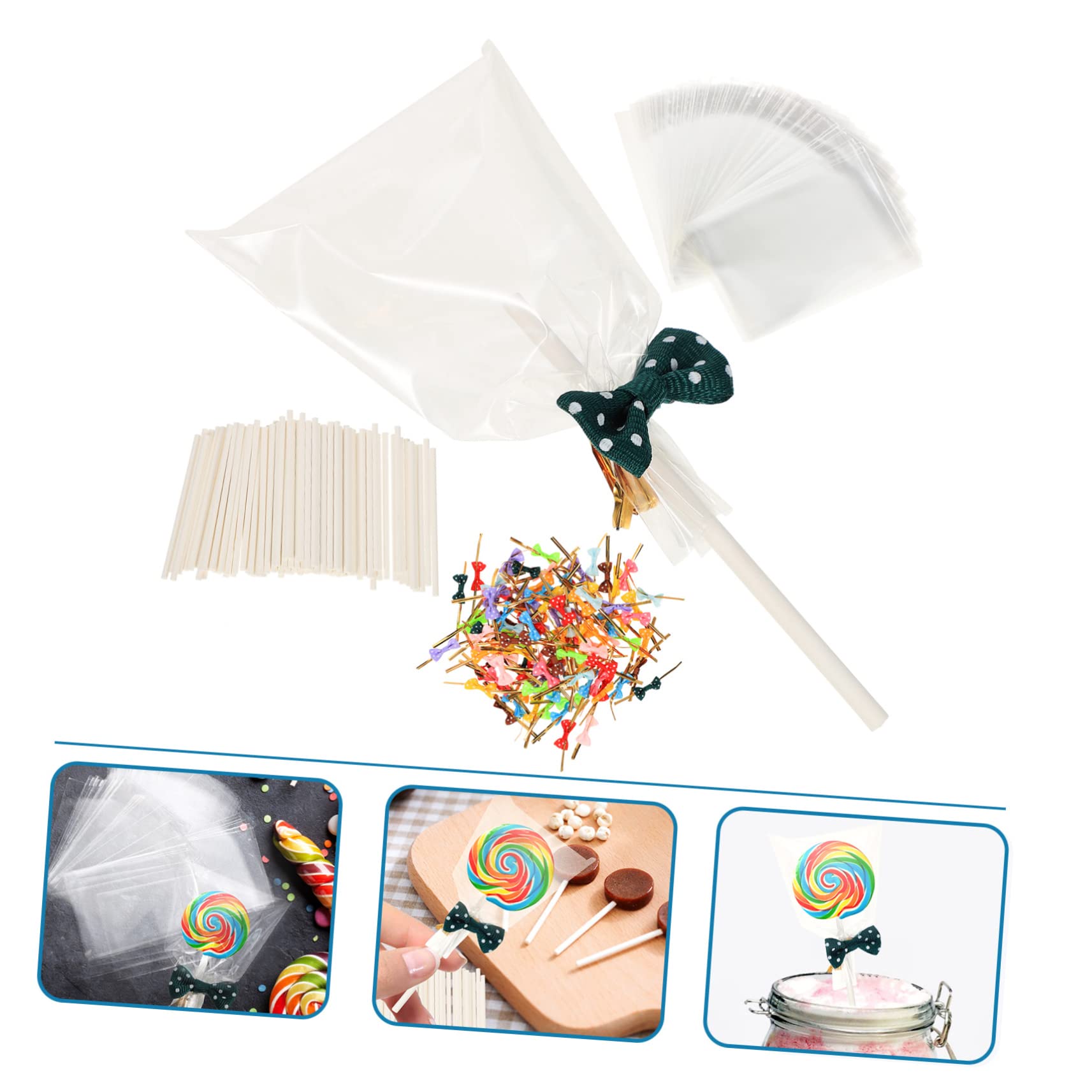 JZK 100 Bastoncini Di Carta Bianca Per Lecca Lecca E Cake Pops - 10 Cm Con Sacchetti E Fascette