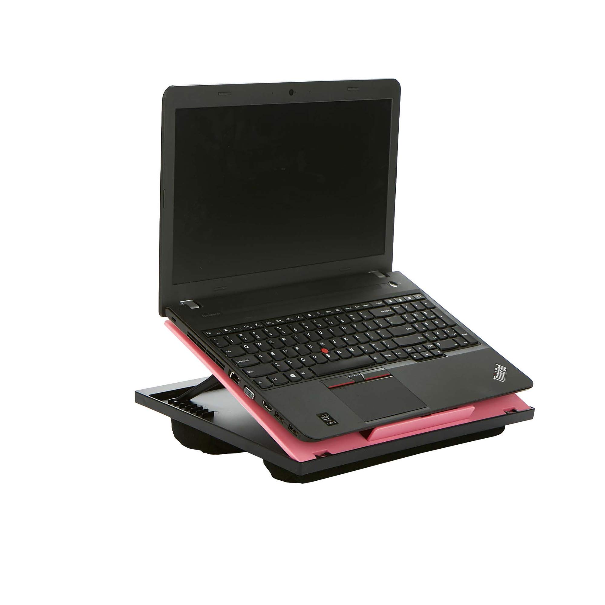 Mind Reader Anchor Collection, Adjustable, Portable 8 Position Lap Top Desk with Built-in Cushions, 14.75" L x 11" W x 7.3" H, Pink