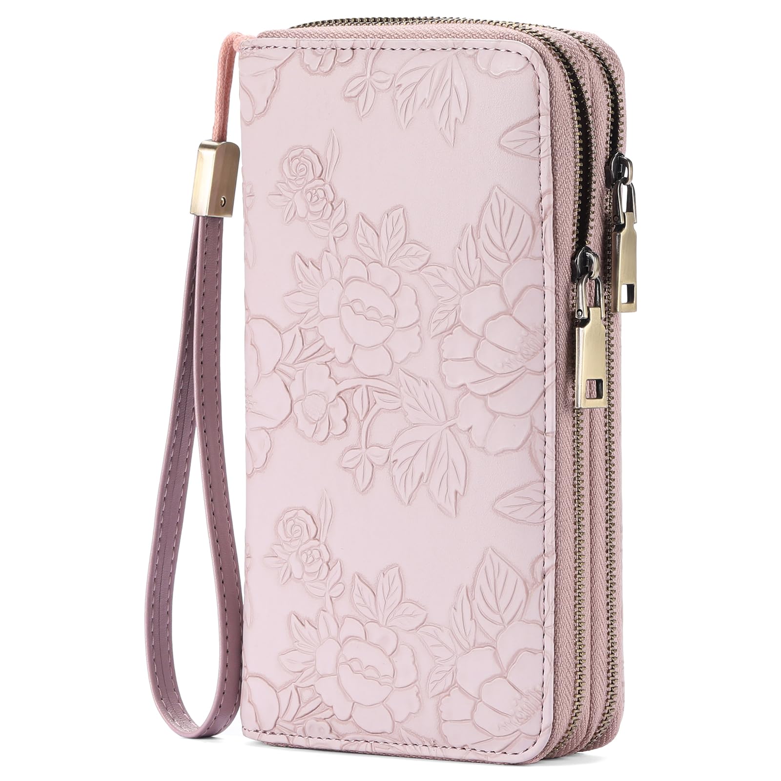 GAEKEAO Portafoglio Donna Grande, Portamonete Vegan in Pelle, Porta Tessere Blocco RFID, Portacarte di Credito, Porta Tessere, Borsellino Doppia Cerniera, Idee Regalo