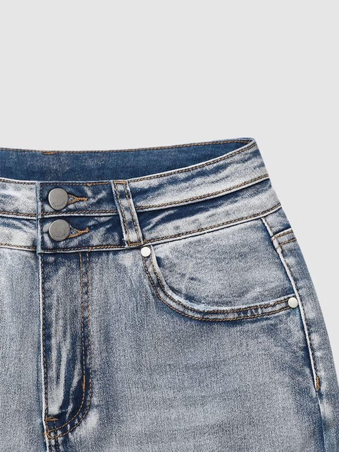 Flamingals Flare Bell Bottom Jeans for Women Raw Hem High Waist - Image 4