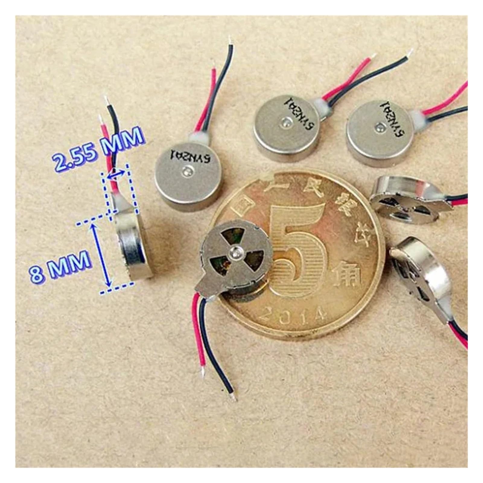 Facile sostituzione fai-da-te 10/50/100 pezzi 8 * 2,5 mm Mini motori a vibrazione DC 3 V - 4,2 Pulsante piatto a Micro Motore vibrante brushless for orologio sportivo intelligente(100PCS)