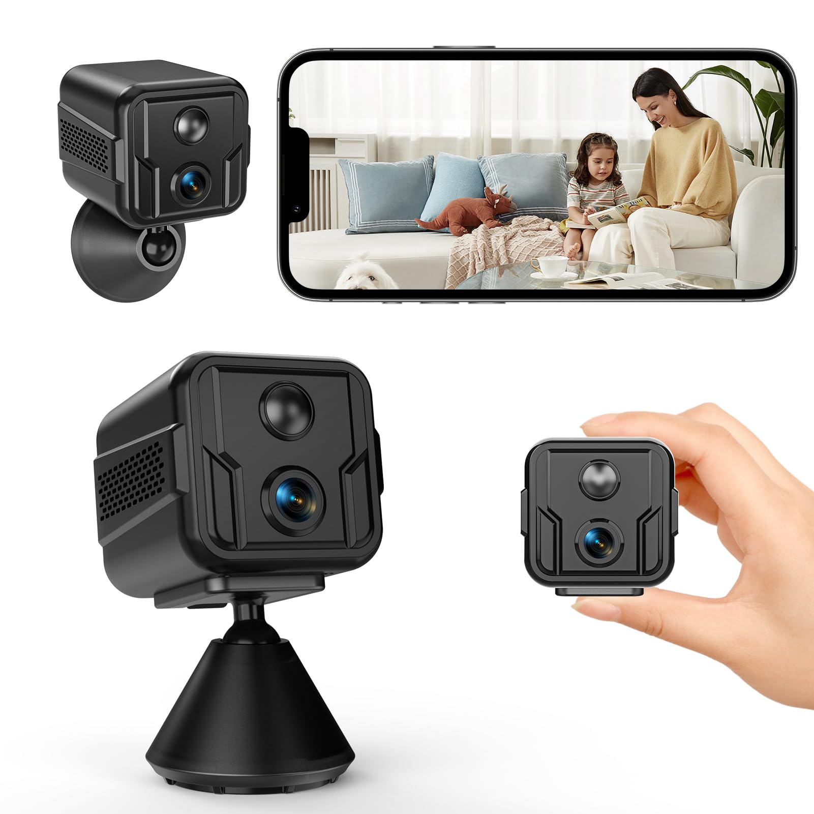 YIKANWEN Cámara de Seguridad para el Hogar 2K, Cámara WiFi 5G/2.4G, Visión Nocturna, Batería 2800mAh, Audio Bidireccional, Ideal para Mascotas/Bebés