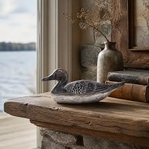 Braxio Duck Statue Vintage Decor - Small Resin Duck Decor Wooden Texture Sculptures Rustic Animal Statue for Shelf Table Farmhouse Indoor Decorations 9.5 x 3.2 x 4 Inch