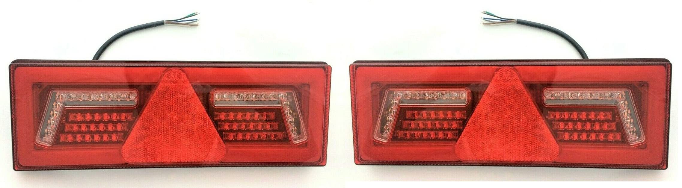 LED Rückleuchten Set 12V 24V mit Neon-Effekt 96/106 LED – 2x Rücklicht für LKW Schlepper Traktor Bagger – E9, Kombileuchte mit Rückfahrlicht & Nebelschluss (96 LED - Neon-Effekt-Licht)
