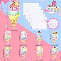 Vista 2 de Faccito 45 piezas de decoración de fiesta de helado para tablón de anuncios, Sundae cumpleaños, corte de papel, decoración de Sundae para aula