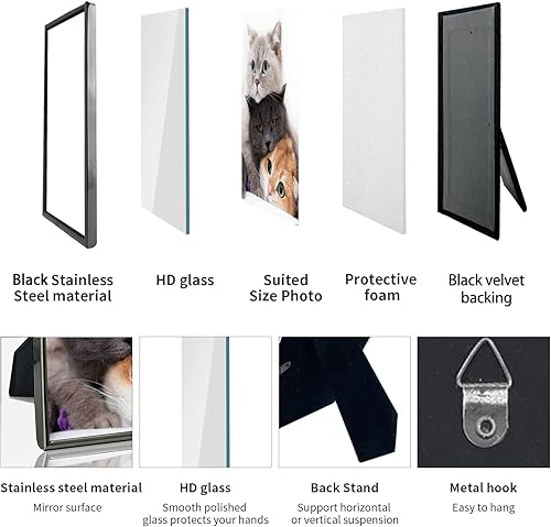 Miniatura 4 de DECANIT Marco de fotos de metal de 5 x 7 pulgadas, marco de fotos de borde fino para exhibición de mesa y montaje en pared, color negro