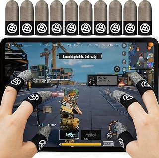 10-Pack Pro Gaming Finger Sleeves: 0.3mm Silver Fiber, Ultra-Thin, Anti-Sweat & Breathable Thumb Cover Gloves for PUBG/COD - Fits All Mobile Phone/iPad Tablet Touchscreen Devices