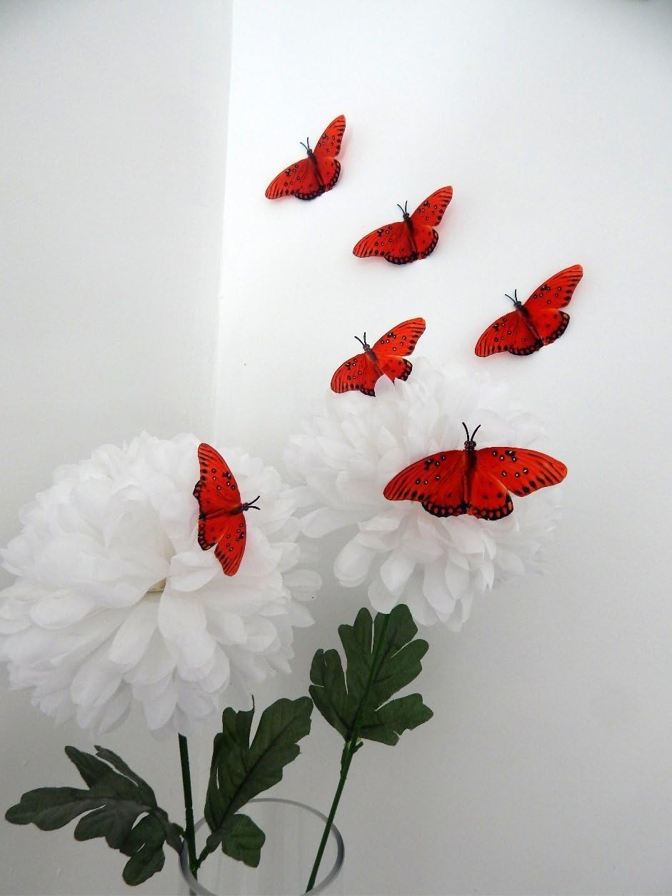 Red natural butterflies,butterfly 3d wall stickers Flower Pot Home Accessories bedroom