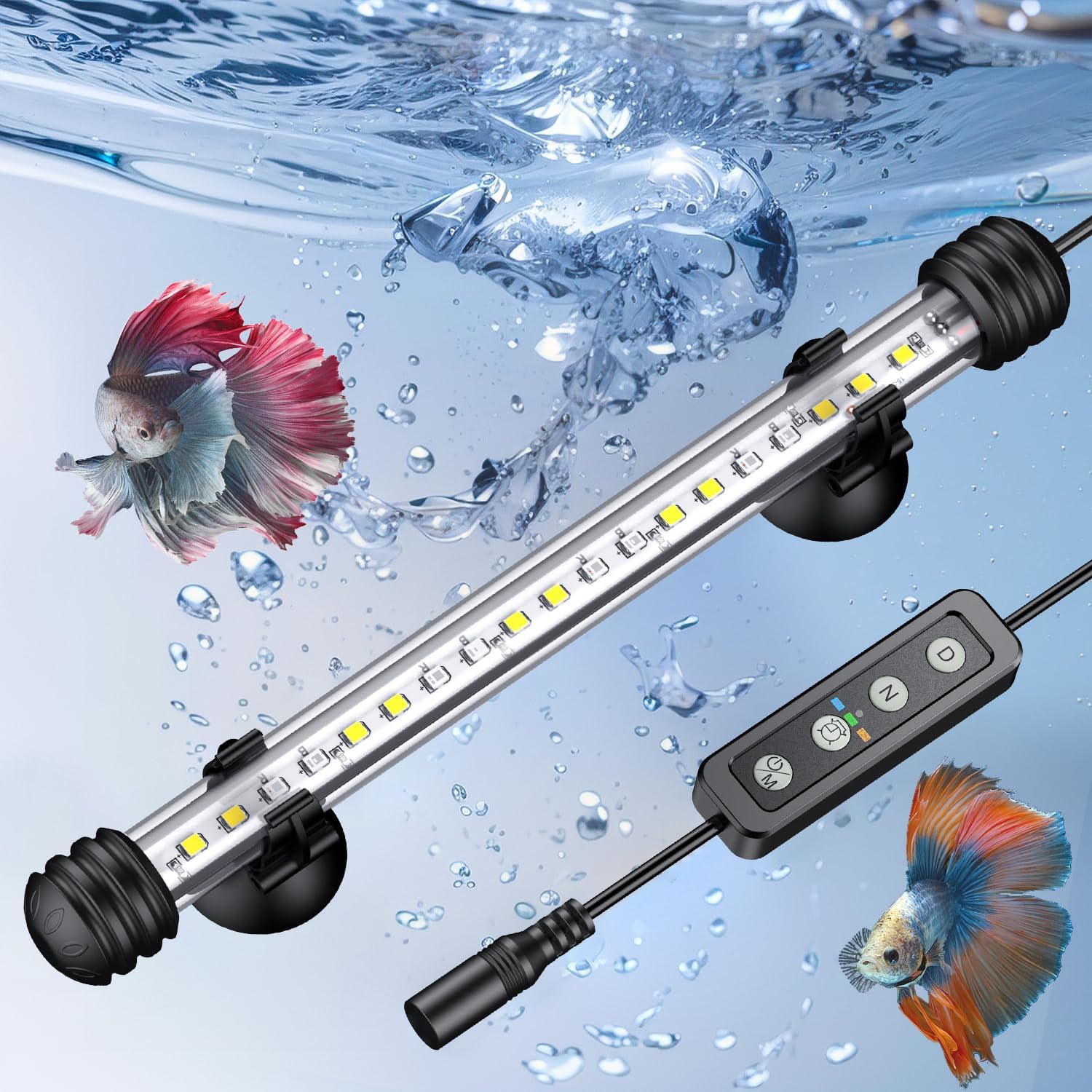 Pawfly 8 W Aquarium LED Light 23 Inch Underwater Fish Tank Light with Timer Auto On/Off Fish Tank Background Light with 8 Lighting Modes Submersible Multi-Colored Tube Light for Decoration