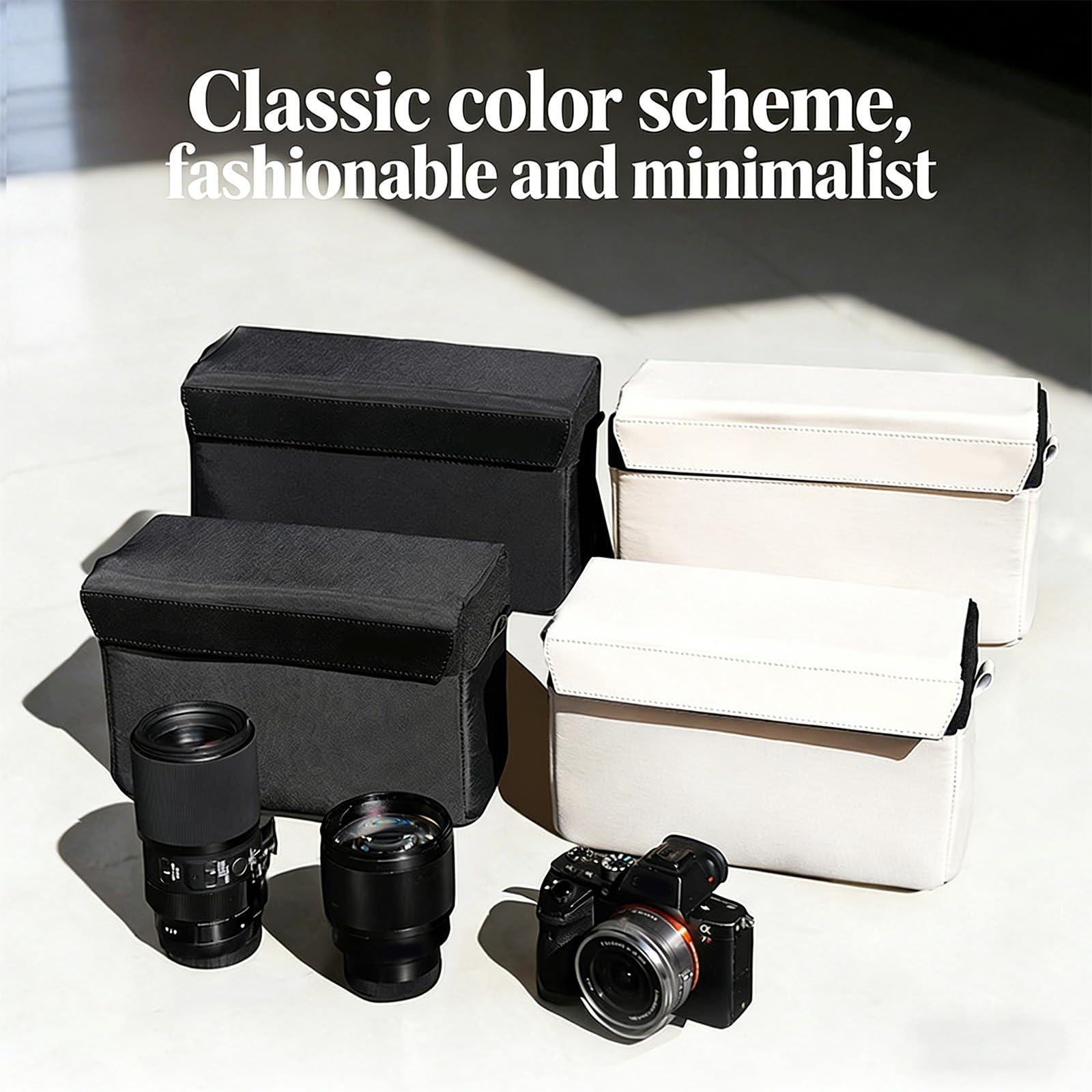 Bolsa organizadora extraíble para cámara réflex digital, tela de nailon impermeable e interior espacioso para equipo de fotografía, bolsa de accesorios DSLR, Black, L, Funda protectora para