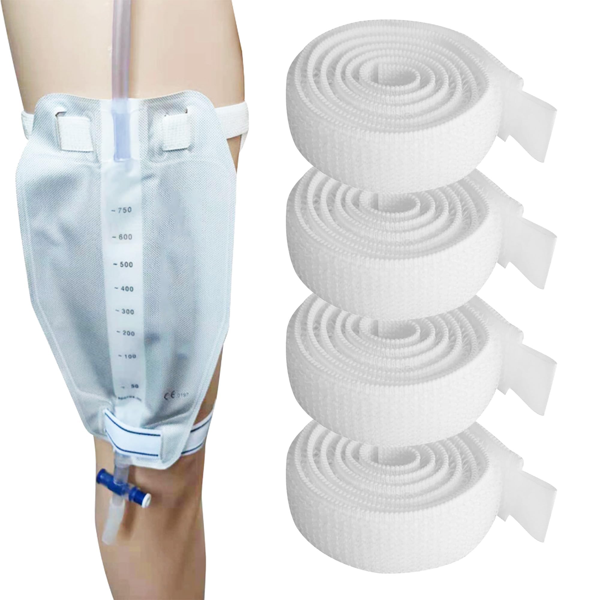 pcsfoe Leg Bag Straps, 4 Pieces Urine Bag Holder Catheter, Leg Bag Straps Urine Bag, Straps Catheter Holder, Catheter Holder Belt, Catheter Holder Stabilisation Device for Catheter Urine Bag