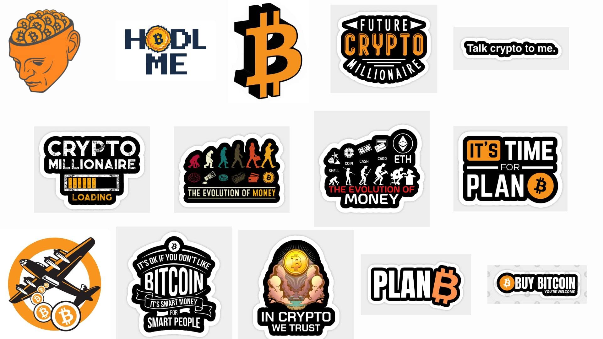 Wrap It All Bitcoin Crypto Sticker Decals - Pack of 14 (Vinyl Stickers, 2.5x2.5 inch, Multicolor), Multipurpose use for Walls, Laptop, MacBook, Door, Cupboard, Cars, Bikes, notebooks (B0C4QLHNVW) Amazon Price History, Amazon Price Tracker
