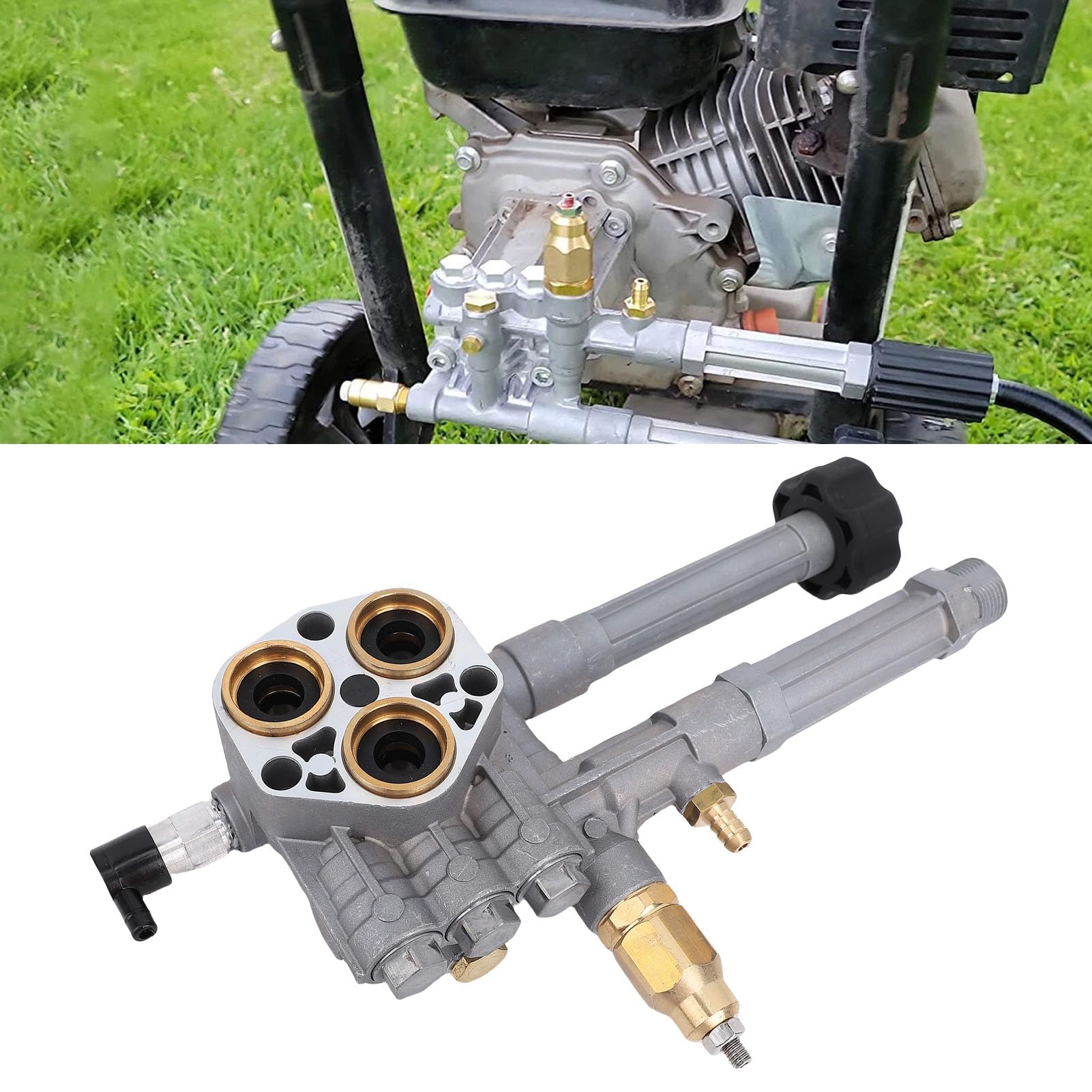 Gruppo Testa Pompa Idropulitrice, Kit Testa Pompa di Ricambio in Lega di Alluminio Ad Alte Prestazioni con Valvola Limitatrice di Pressione, per AR43361 SRMW2.3G28 SRMW2.4G28