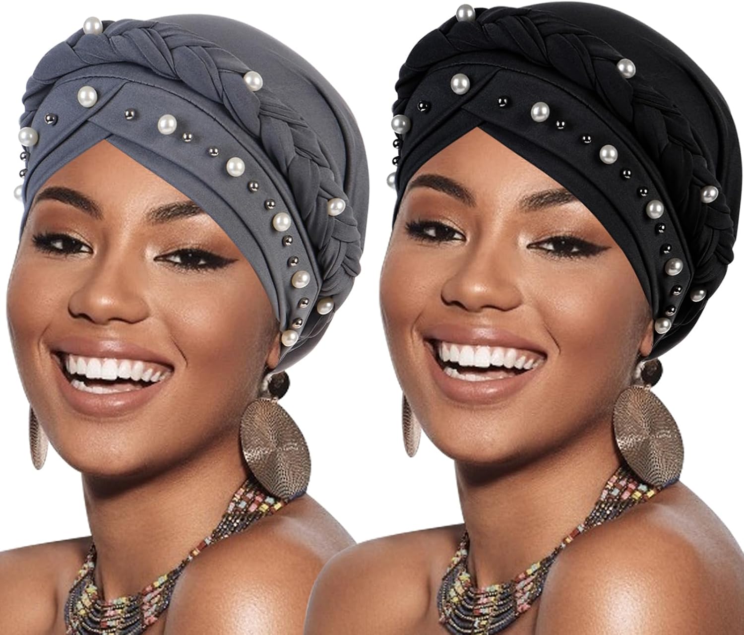 African Women Turban Caps Pre-Tied Twisted Turbans Head Scarf for Women Hair Wraps Cover Beanie Cancer Chemo Headwear