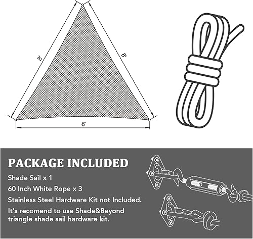 Miniatura 7 de Shade&Beyond - Parasol triangular para patio, césped, jardín, pérgola, Gris claro