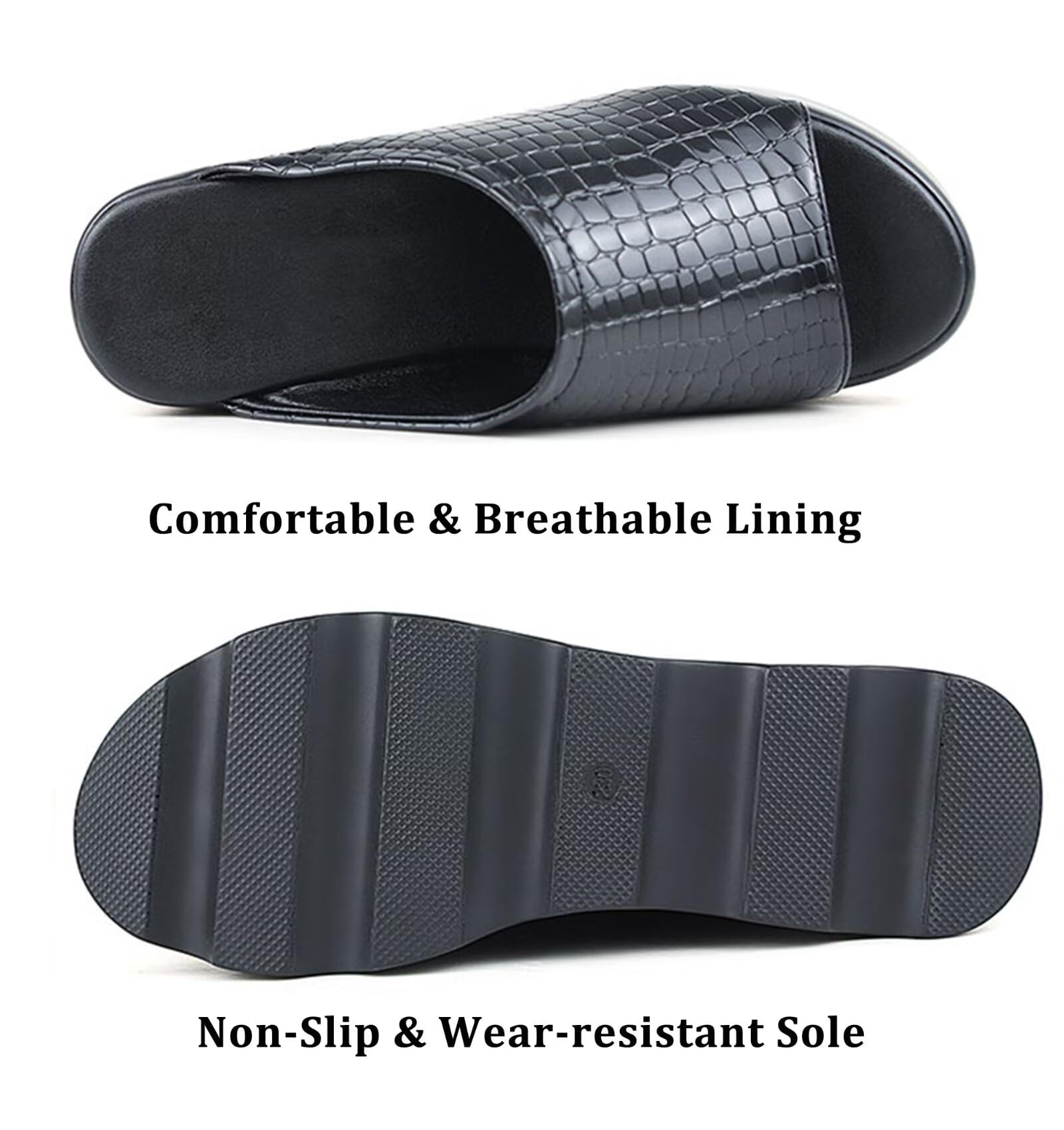 HNVAVQ Sandali con Zeppa e Plateau Donna Ciabatte Mules Tacco Largo 9cm Punta Aperta Scarpe Estive Slip On