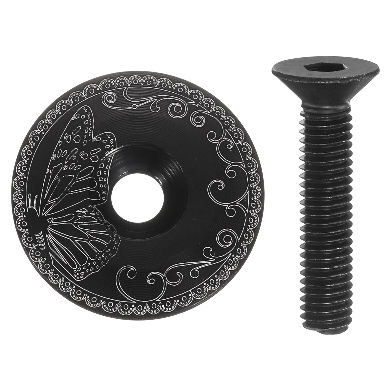 sourcing map 1 1/4" OD Bicycle Headset Stem Top Cap Aluminum Alloy Cycling Headset Cover Stem with M6 Bolt for Road Bike, Black