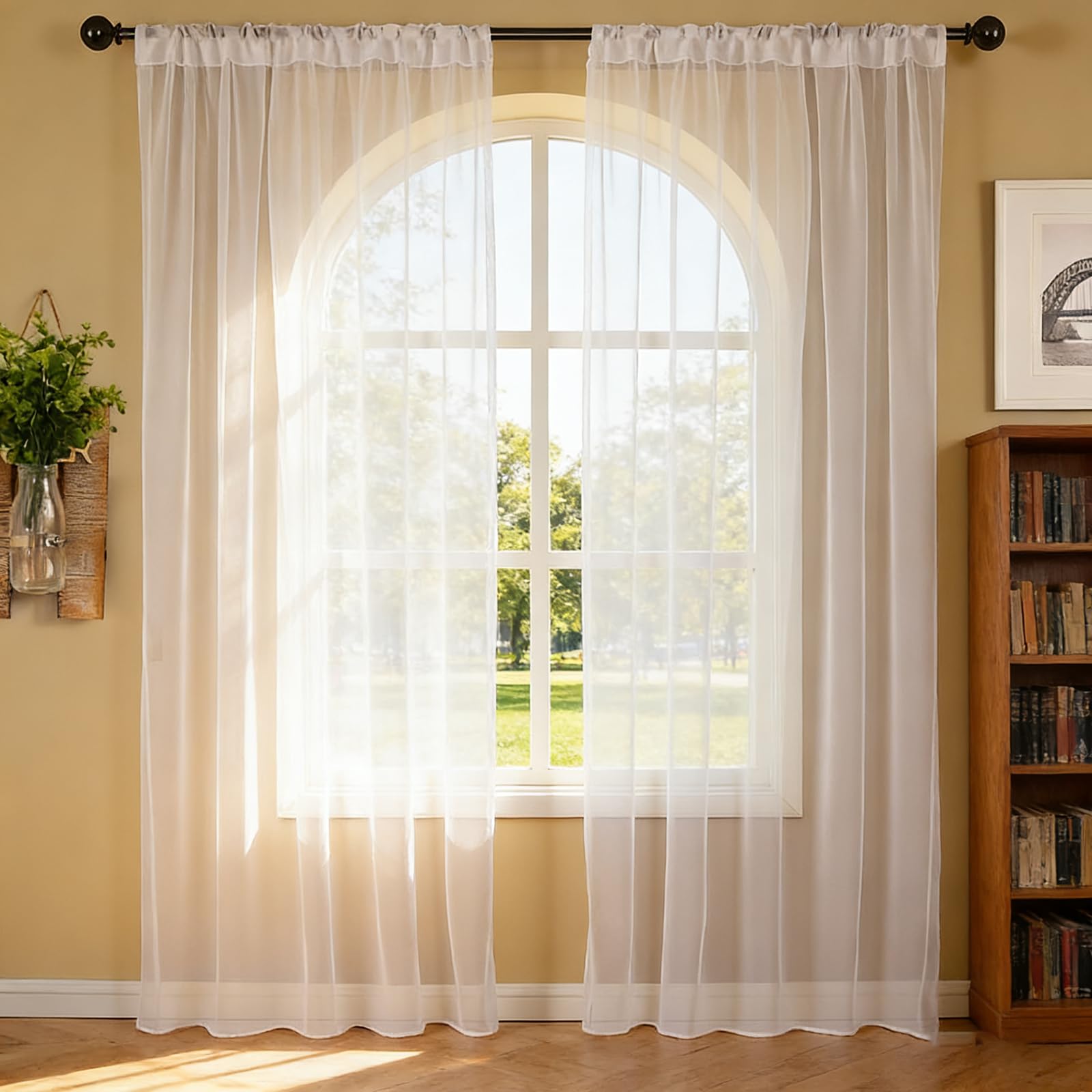 Rideaux occultant vis-à-vis effet lin 260x270 cm voilage blanc