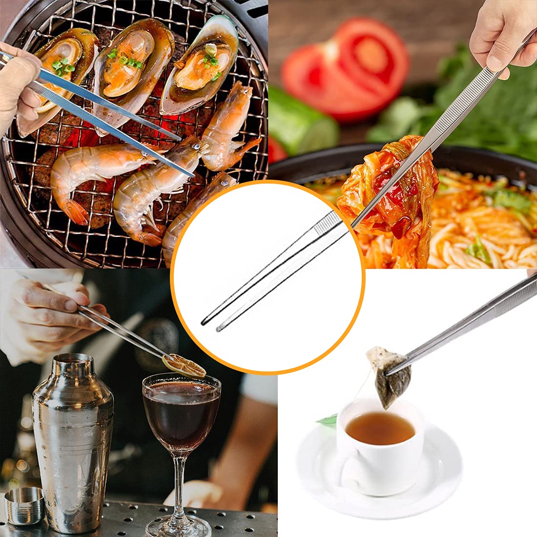 MMOBIEL Roestvrij staal pincet 20cm met gebogen 60 graden gekartelde tip Professionele Multifunctionele Tang Tool voor industrieel werk, laboratorium gebruik, tuinieren, koken