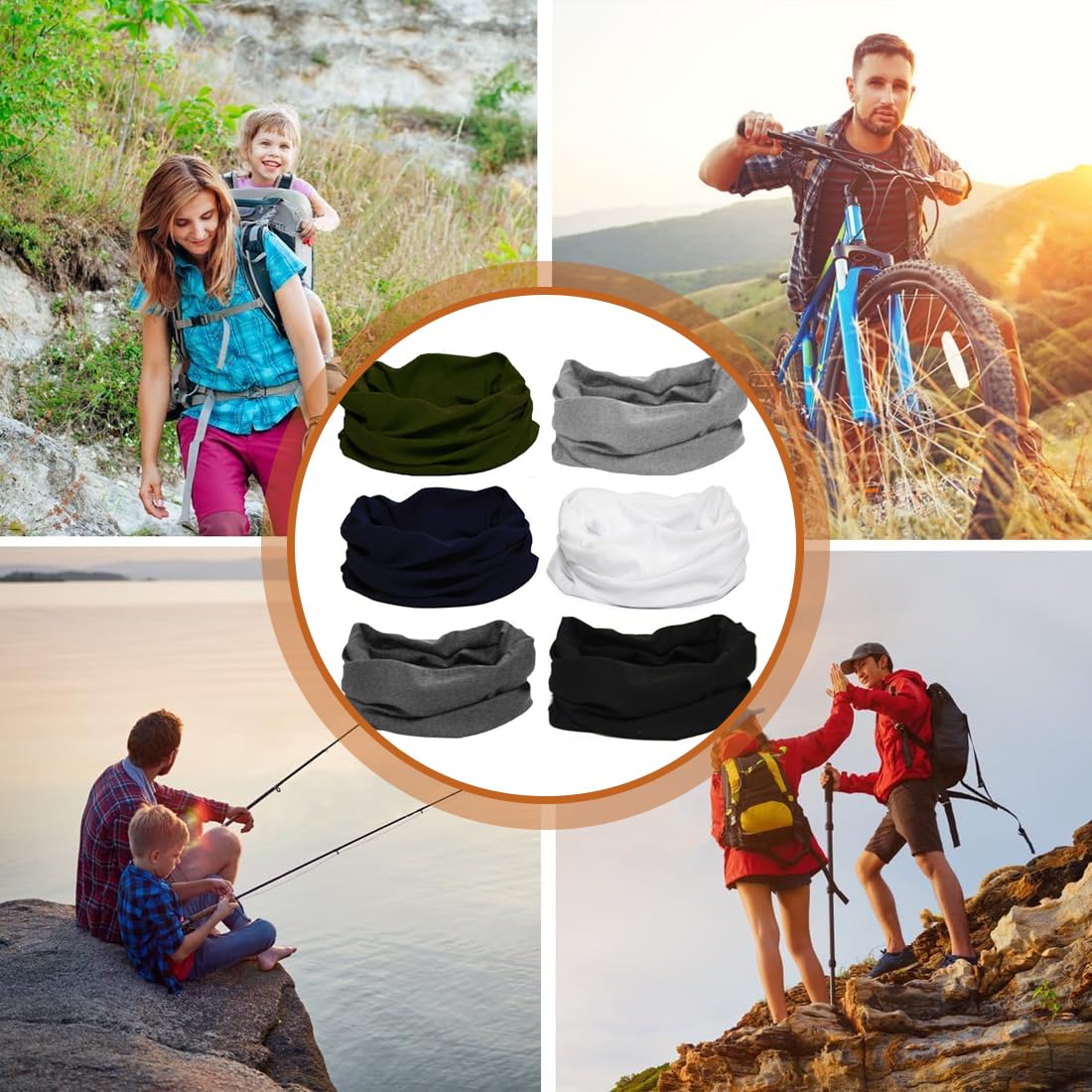 6 Pièces Multifonctions Tour De Cou Homme Hiver Et Femme À Séchage Rapide Cache Cou Moto Homme Cache Nez Pour Sport Cyclisme Yoga Ski Randonnée