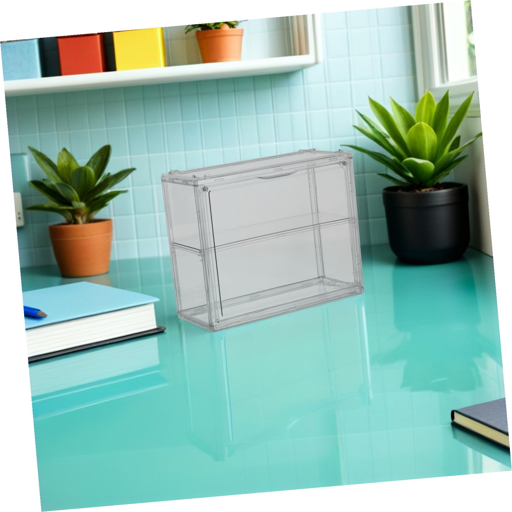 Outanaya Vitrina Acrílica Doble Capa para Réplicas de Coches y Aviones, Caja de Exhibición Transparente Antipolvo Alta Visibilidad para Oficina y Exposición