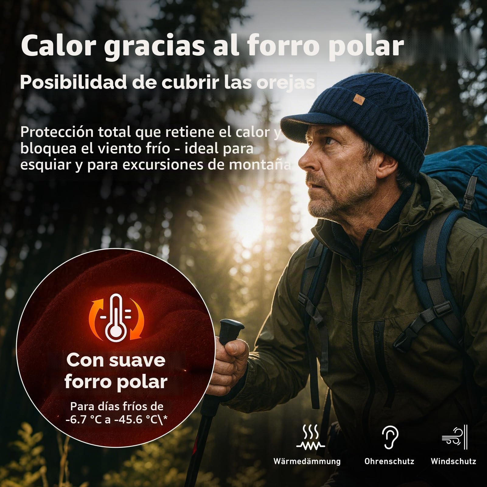 TOP-EX DryKnit - Gorro de lana merino, impermeable, L/XL/XXL