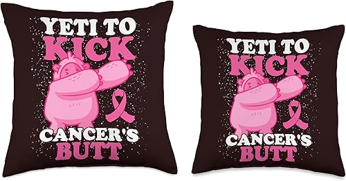 Miniatura 3 de Yeti to Kick Cancer's Butt Fight Cancer Quote Divertida almohada de apoyo familiar para el tratamiento de concienciación sobre el cáncer de mama, 16