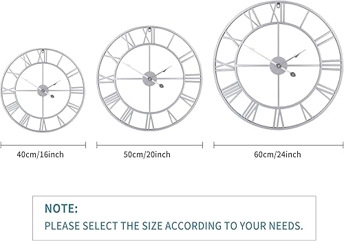 Miniatura 2 de 1st owned Reloj de Pared Grande, Reloj Retro de Metal con Números Romanos, Relojes de Pared Redondos Modernos Casi Silenciosos, Fáciles de Leer