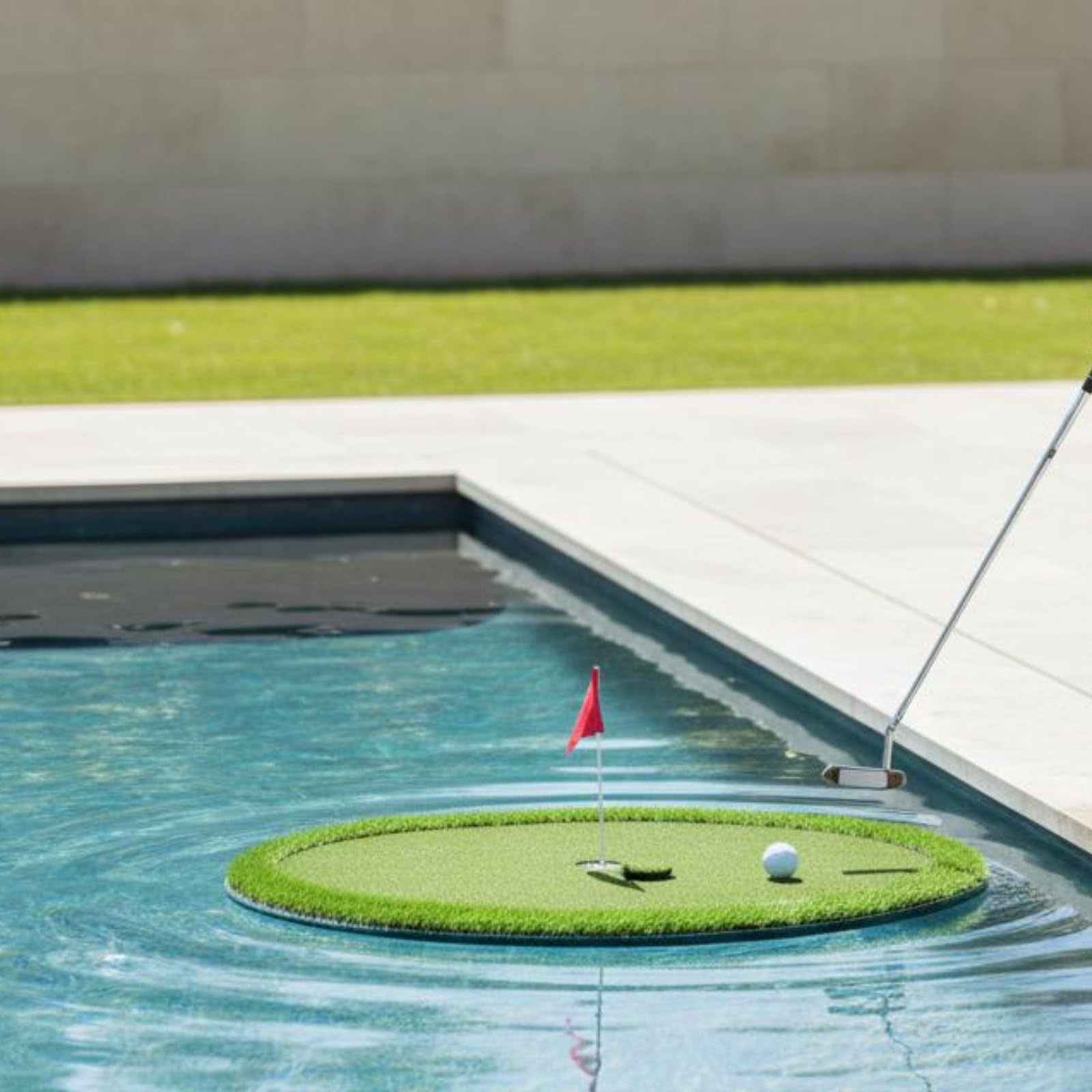 Floating Golf Galleggiante Tappeto da Putt con Coppa Integrata E Segnalino in Sintetica per Pratica Ripetibile Precisione E Distanza Adatto per Piscina Area Relax Divertimento con Amici