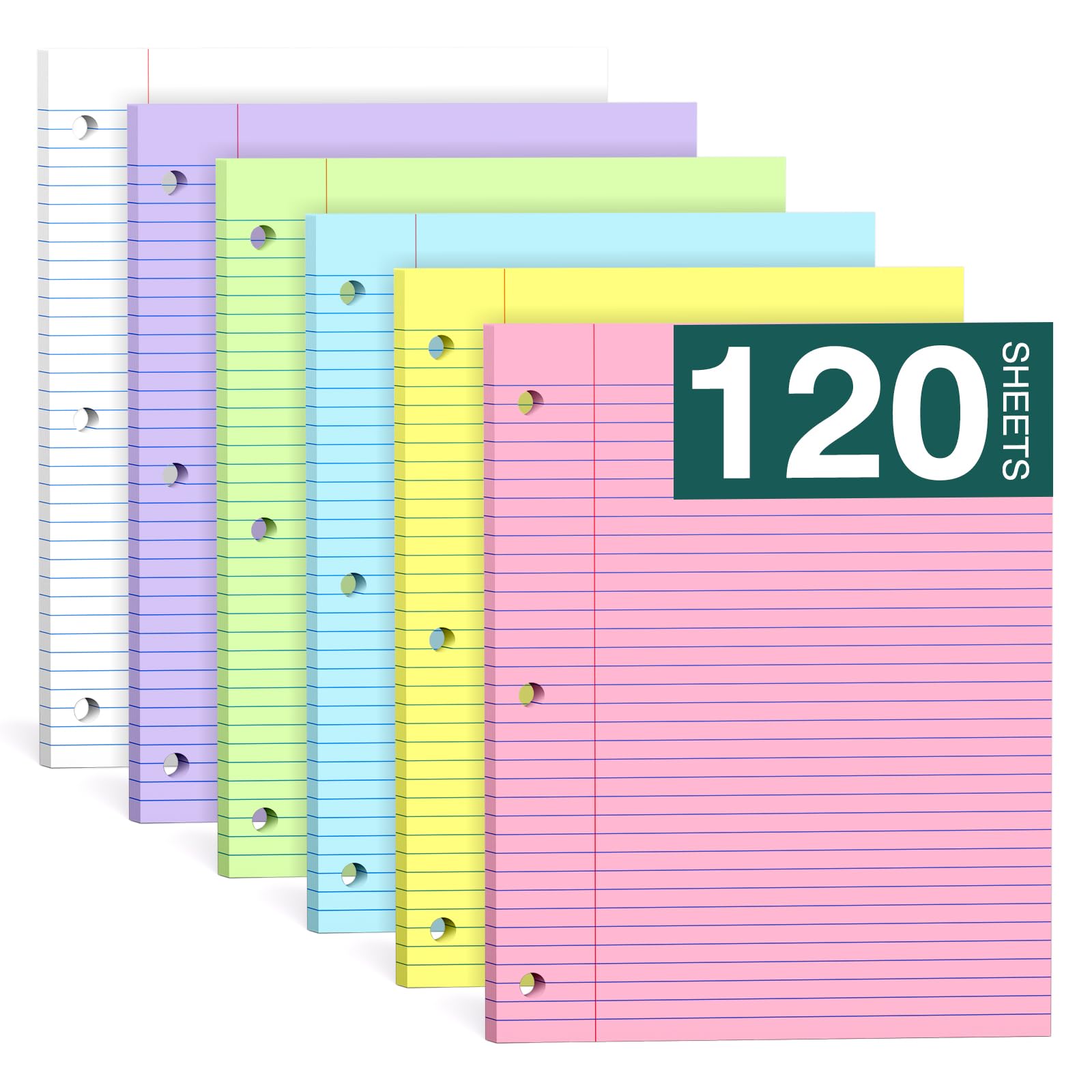 Note Pads 8 X 10 5 Loose Leaf Paper 120Sheets 3 Hole Punched Lined Paper College Ruled 8