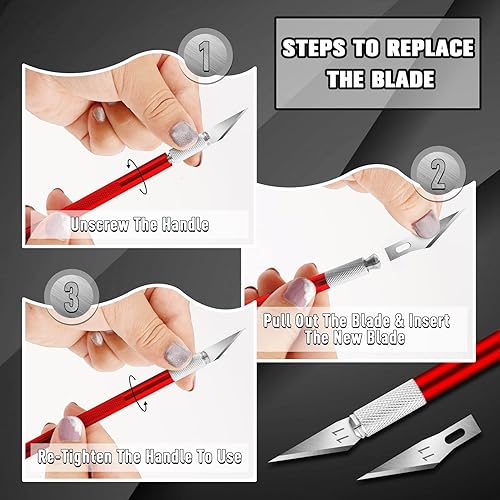 Vista 21 de DIYSELF Paquete de 2 cuchillos Exacto para manualidades, cuchillo de precisión Exacto, cuchillo de pasatiempo para modelos, cuchillo de manualidades