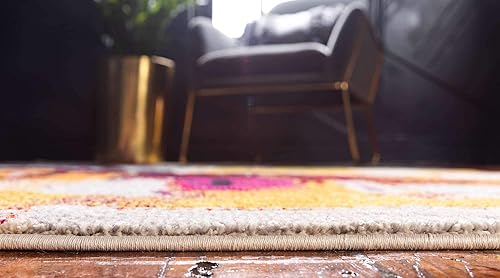 Miniatura 4 de Tapete abstracto Unique Loom, colección Estrella, moderno, multiárea, Polipropileno, beige, amarillo (BeigeYellow)