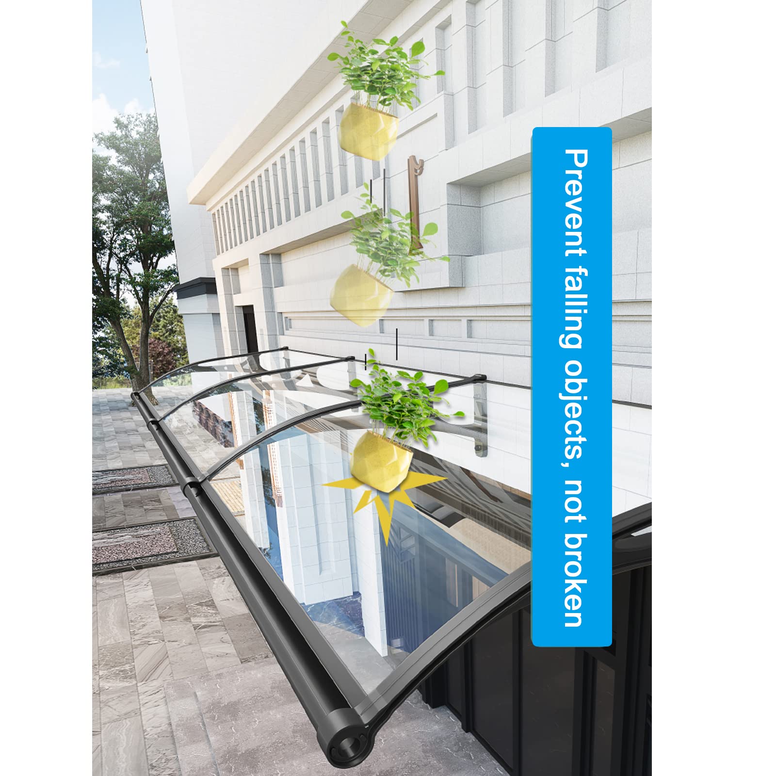 Toldo para puerta, toldo curvo para puerta delantera, cubierta para refugio contra la lluvia para ventana exterior, toldos para techo, protección contra la nieve UV, tablero de policarbonato transpar