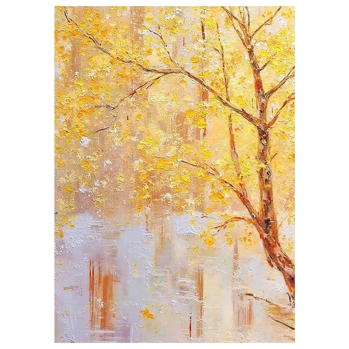 LCDIUDIU Tree Of Life Oil Paintings On Canvas Hand Painted Textured Golden Autumn Tree Scenery Canvas Wall Art Modern Unframed Artwork Wall Decor for Living Room Bedroom 70X100Cm(28X40Inch)