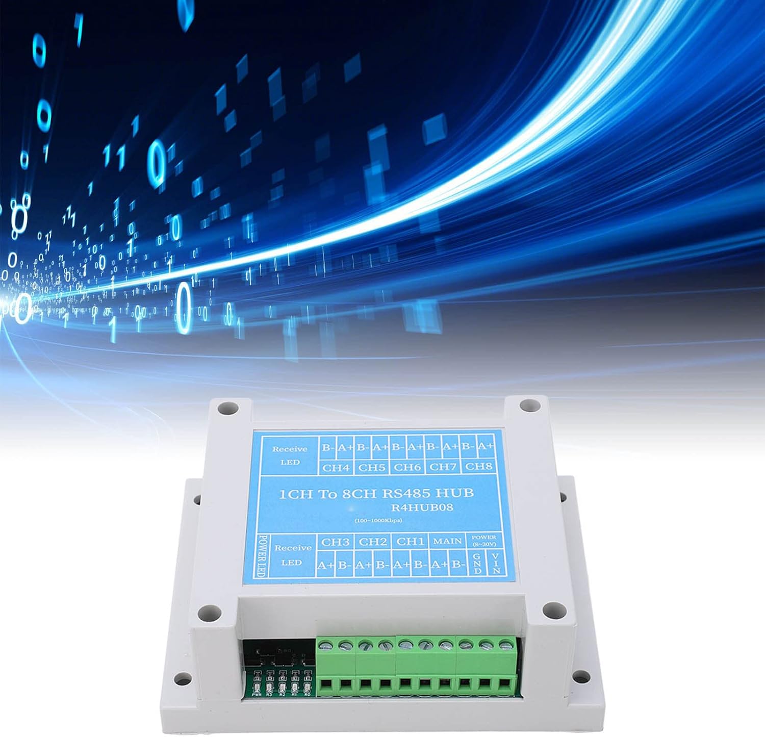 Signal Amplifier with 8 Ports and 10 Indicator Lights - 485 Interface Signal Extender with ABS Housing - Supports 256 Devices per Port and 3937 Foot Extension for Cell Phone