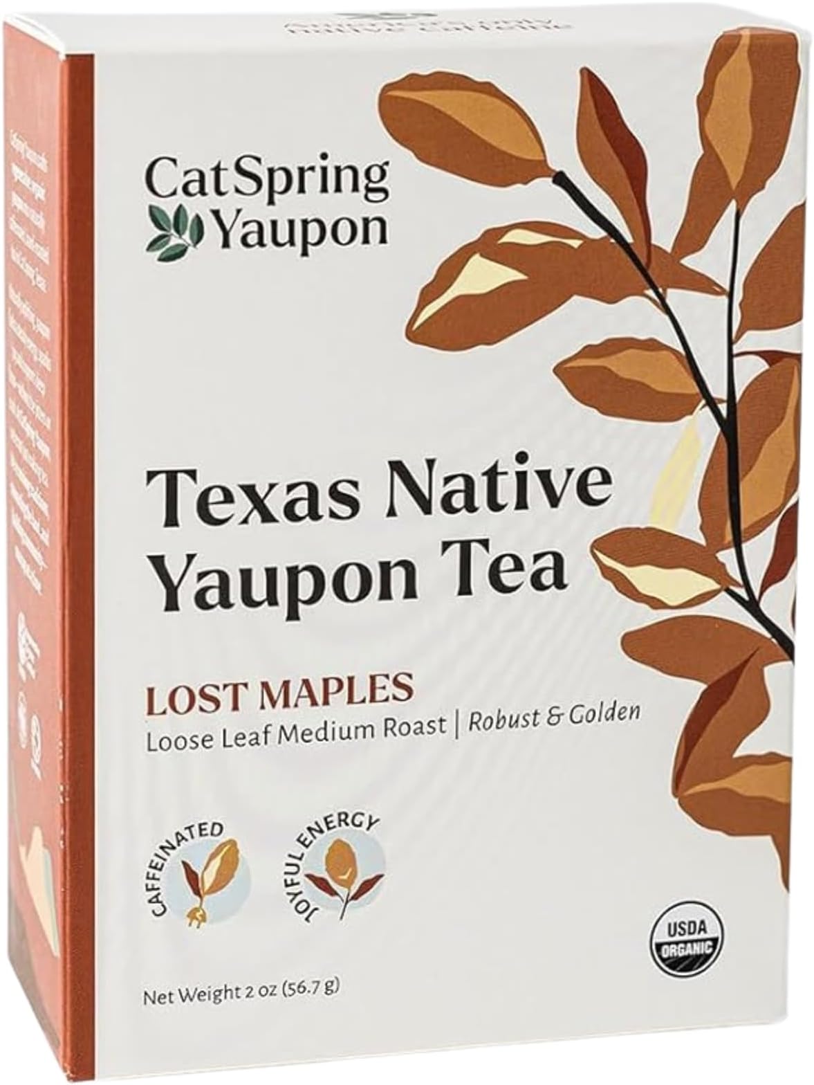 Lost Maples Medium Roast Yaupon Tea, 2 oz. Loose Leaf, Naturally Caffeinated, Sustainable and Wild-Harvested, Smooth, Non-Bitter, Antioxidant Rich with Caramel Notes, Made in USA