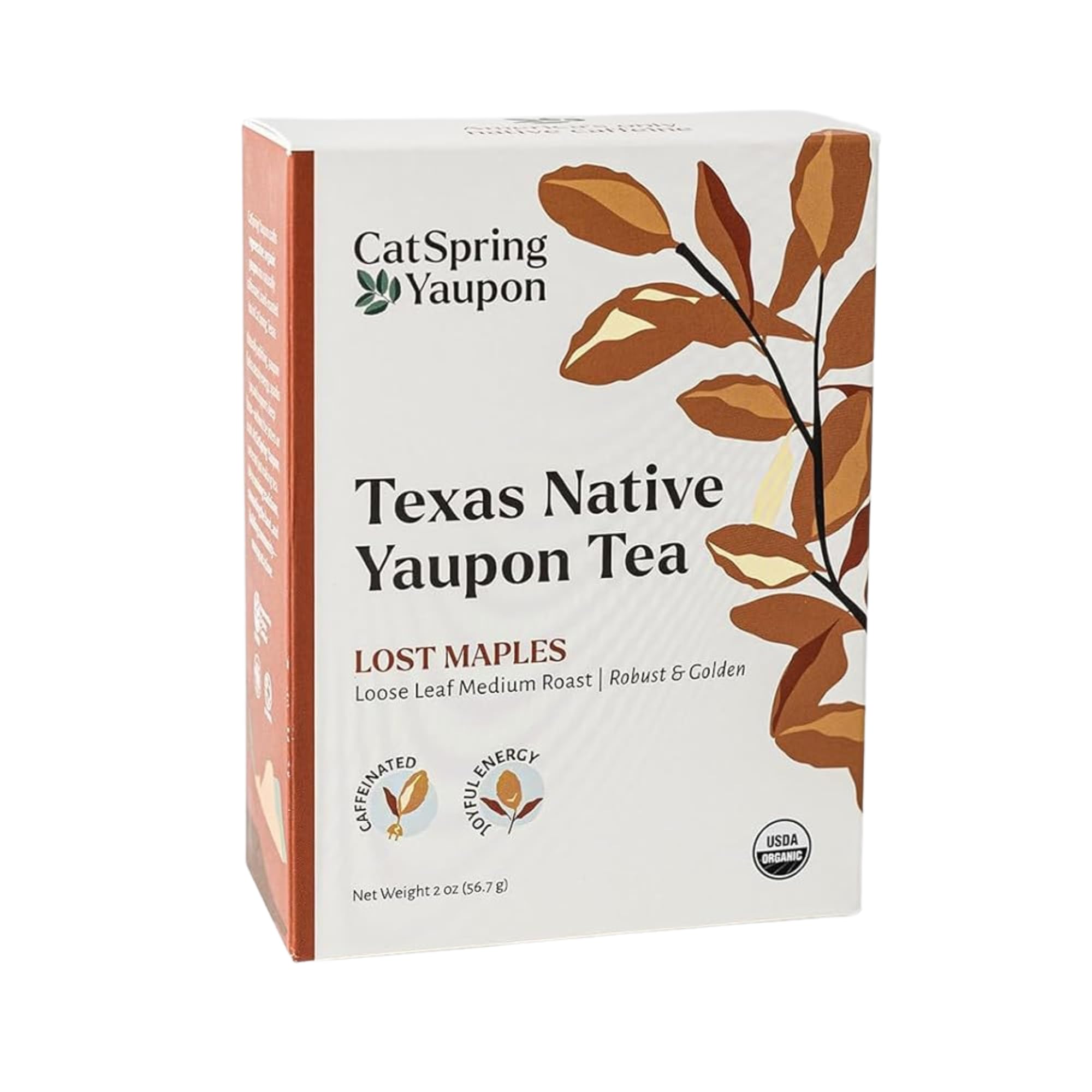 Lost Maples Medium Roast Yaupon Tea, 2 oz. Loose Leaf, Naturally Caffeinated, Sustainable and Wild-Harvested, Smooth, Non-Bitter, Antioxidant Rich with Caramel Notes, Made in USA