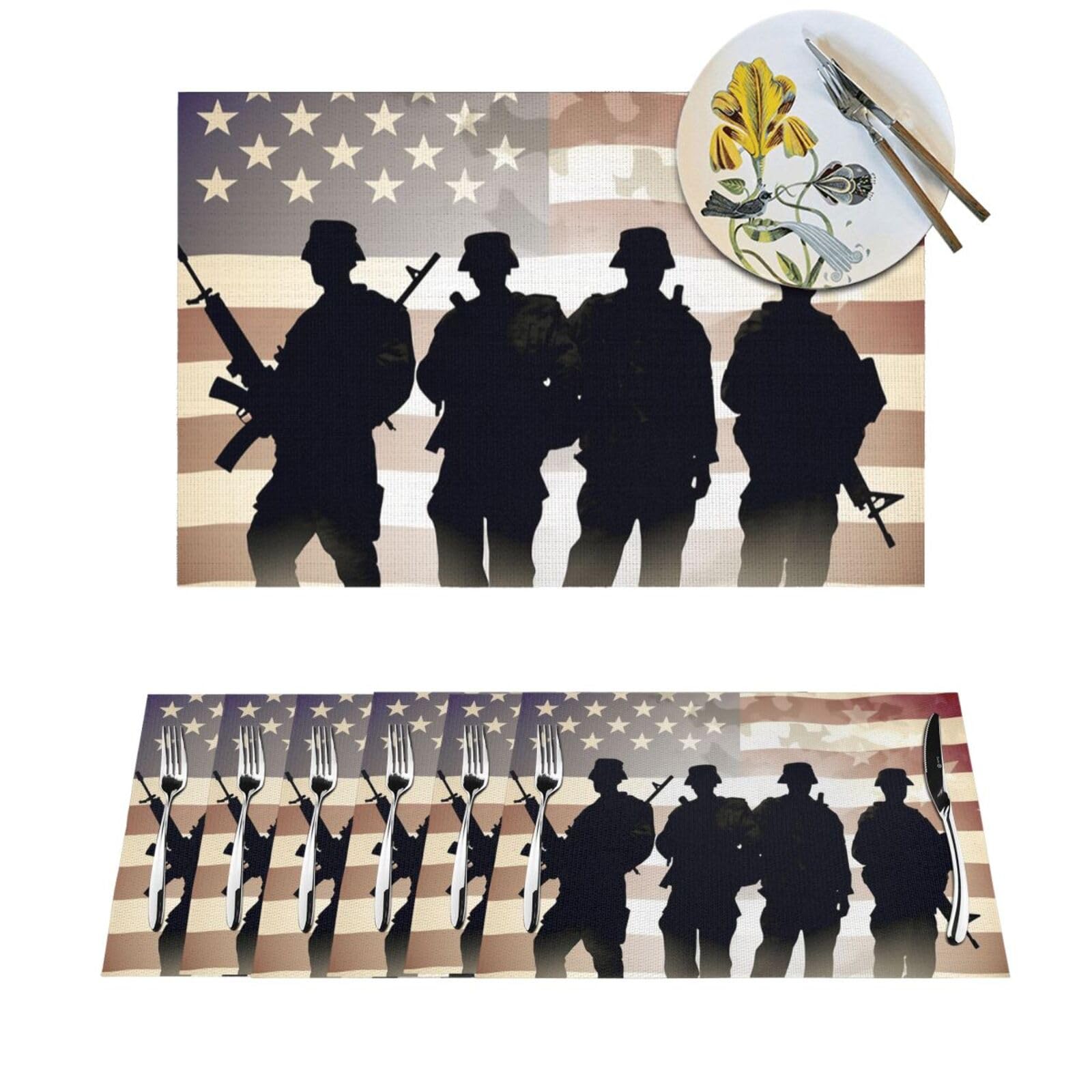 Set de table imprimé américain pour mariages et repas de fêtes de fin d'année x4