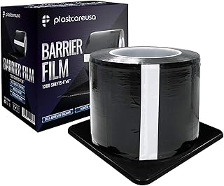 Black Barrier Film Roll 4"x6" - Protective Dental Barrier Film for Dental, Medical, Tattoo - Perforated Adhesive Barrier Tape Sheets (1 Box of 1200 Sheets) by PlastCare USA