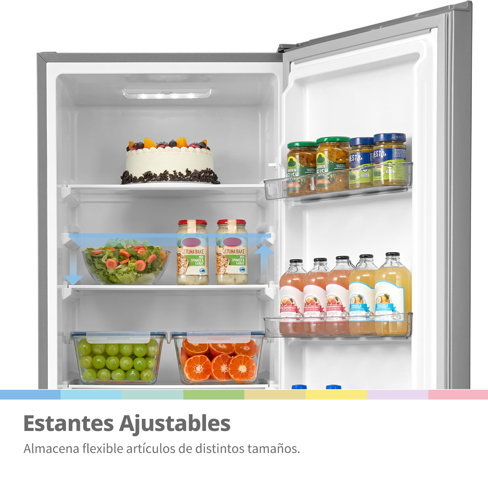 Comfee' RCB268LS2EU(E) Frigorífico Combinado, 262L, Gran Capacidad, Low Frost, Altura 177,3 cm, Bajo nivel de ruido 39 dB, Luz LED, Temperatura Regulable, Acero Inoxidable