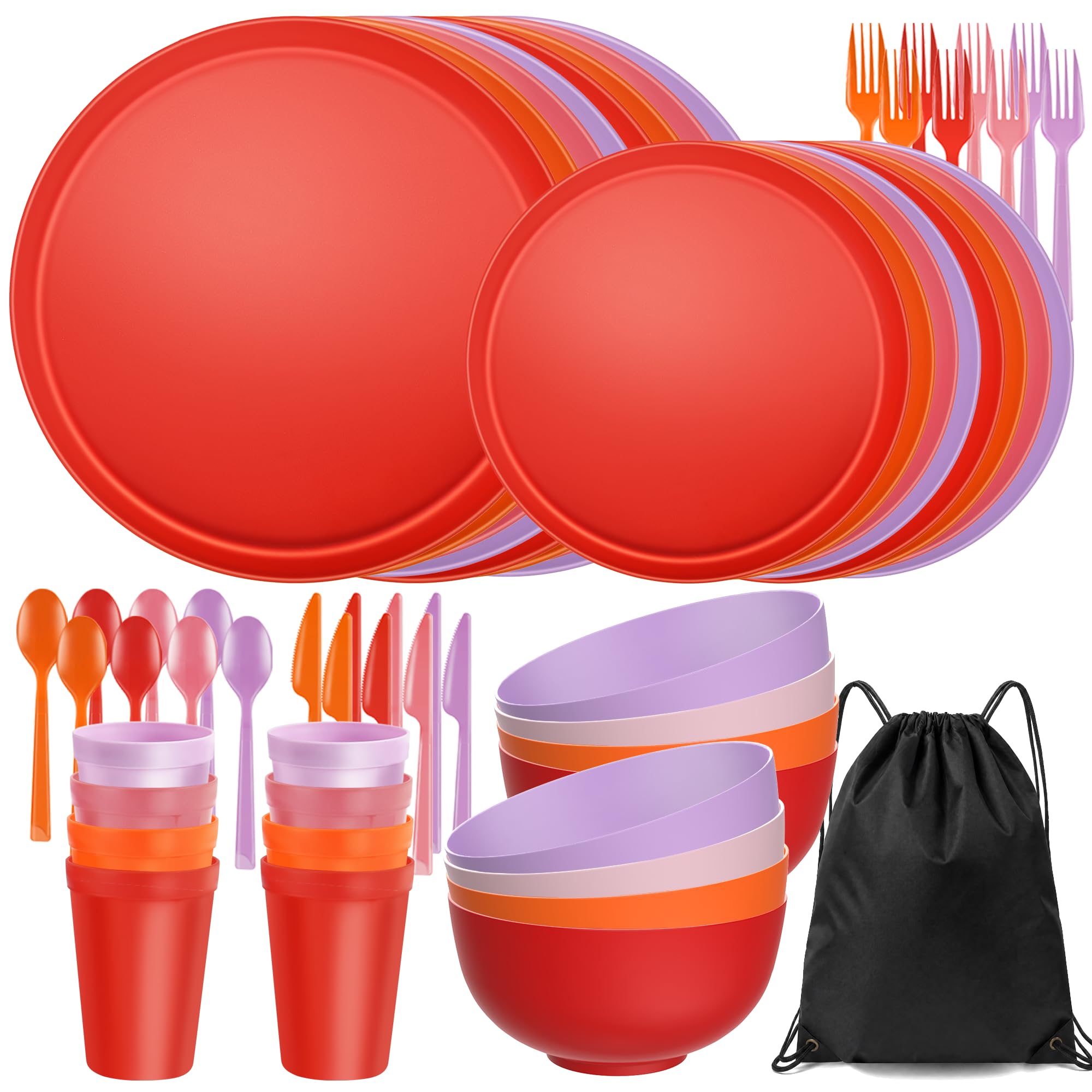 56 Piece Plates & Bowls Set - Unbreakable Dinnerware -22