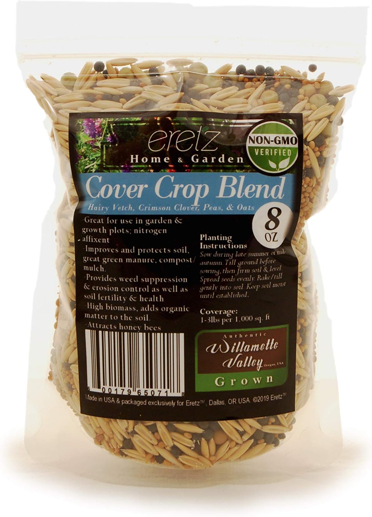 Cover Crop Seed Blend by Eretz (8oz) - Choose Size! Willamette Valley, Oregon Grown, Non-GMO, No Fillers, No Weed Seeds.